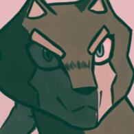 Digitally drawn image of a brown anthropomorphic wolf